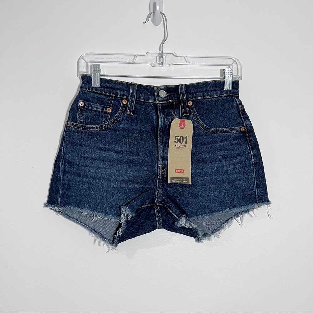 Levi's 501 High Rise Cut Off‎ Shorts Button Fly Size 25 90s Y2K Streetwear - Picture 2 of 9